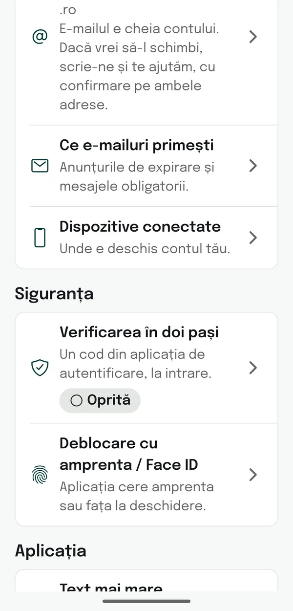 Setările de siguranță ale contului