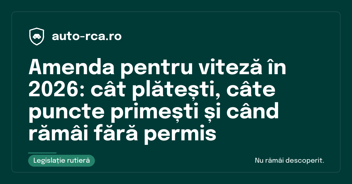 Amenda pentru viteză în 2026: cât plătești, câte puncte primești și când rămâi fără permis